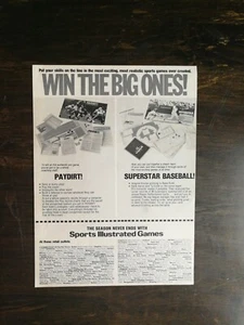 Sports Illustrated Games Superstar Baseball Paydirt! Football Original Ad - 721 - Picture 1 of 1