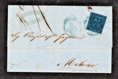1859 ITALIA MODENA ESTADO CUBIERTA DE MÓDENA A MILANO Foto 1 de 3