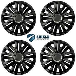 Wheel Trims 16" Hub Caps Royal RC Plastic Covers Set of 4 Black Fit R16 - Picture 1 of 3