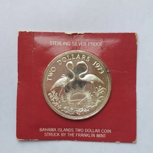 1973 Bahamas Sterling Silber PP Bahama Inseln Zwei Dollar Münze Franklin Mint - Bild 1 von 3