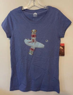 Eastern Mountain Sports Dogs of EMS Paddleboard Surf T-Shirt Women's S Blue NEW - Image 1 of 4