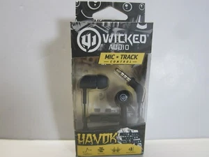 Wicked Audio Havok Earbuds with In-Line Microphone - Pitch Black (Brand New) - Picture 1 of 6