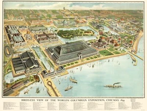 Exposición Panorámica Chicago Colombina Illinois Rand McNally 1893 23 x 30,29 - Imagen 1 de 20