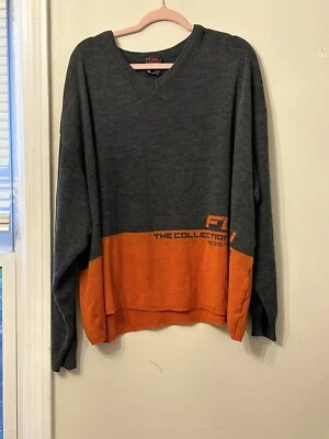 Y2K Vintage FUBU 1990’s The Collection Limited Sweater XXL Gray and Orange - Image 1 of 4