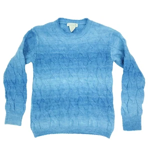 Emma & Elsa Sweater Boys Girls Small 7/8 Blue Cable Knit Crew Neck - Picture 1 of 5