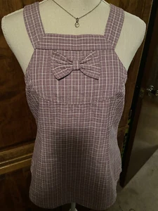 Girls Dress Top by Tulle Size L Lovely Purple/White Checked Cute Back Detail - Picture 1 of 2