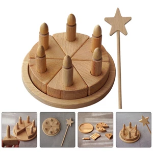 Wooden Birthday Party Cake Toy DIY Pretend Role Play Food Toy for Boys Girls - Picture 1 of 12