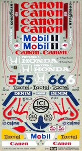 TAMIYA 1/10 WILLIAMS RENAULT FW11 MANSELL PIKET ORIGINAL ABZIEHBILD AUFKLEBER #5869 #5 - Bild 1 von 1