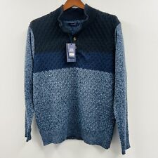 Vermonti Milan Men's Size M Medium Sweater Gray Blue Black 1/4 Button Pullover