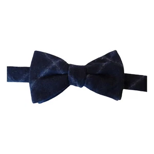 TOMMY HILFIGER Navy Wool Blend Tartan Plaid Pre-Tied Bow Tie - Picture 1 of 4