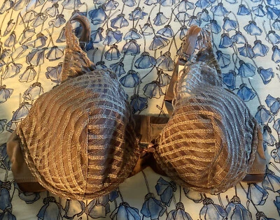 Lou Bra 36E Taupe Shimmer Encaje Con Aros 27268 $95 Nuevo Con Etiquetas Foto 1 de 4