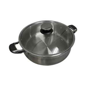 High Quality 12 Quart Stainless Steel Low Pot With Lid Capsule Base Cookware - Picture 1 of 5
