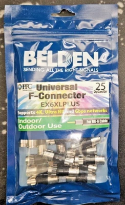 Belden 25-Pack Brass Compression F-connector - Image 1 of 2