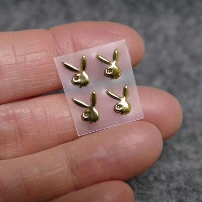 复古 Papillon 太阳镜 4 兔头带耳贴印字金色饰面 — 第 1/3 张图片