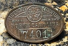 1937 North Carolina Licensed Chauffeur badge 7401
