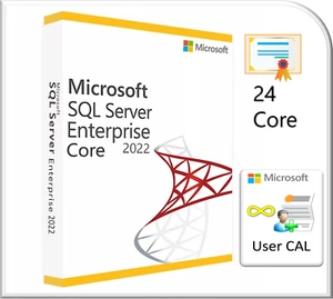 Microsoft SQL Server 2022 Enterprise Core, 24 Core License, Unlimited CALs - Picture 1 of 1