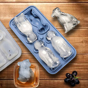 Ice Cube Tray with Lid, Dog Shape Mould Freezer Reusable Silicone Make Ice Cubes