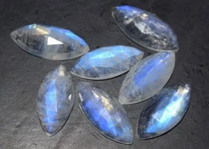 Loose Natural Flashy Rainbow Moonstone Rose Cut Faceted Marquise Gemstone A1699 - Picture 1 of 2