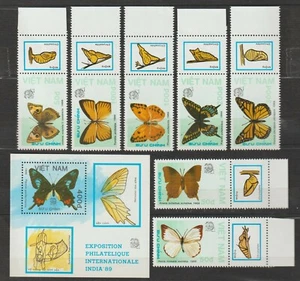 Estampillas de Vietnam 1989 mariposas India '89 Scott # 1924-1931 MNH             - Imagen 1 de 1