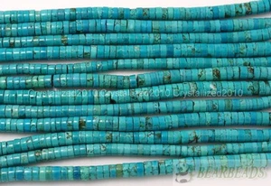 Natural Turquoise Gemstone Heishi Beads Spacer 3mm 4mm 6mm 8mm 10mm 12mm 16" - Picture 1 of 9