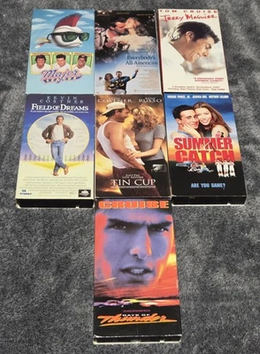 Sports Movies VHS Lot Of 7 Baseball Football Kevin Costner Tom Cruise Foto 1 de 4