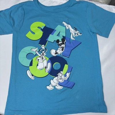 Camiseta Auténtica Disney Store Park Niños Stay Cool Azul Talla 7/8 Mickey Goofy Foto 1 de 4