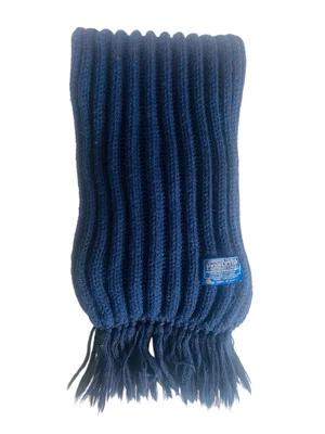 Pendleton 100% Virgin Wool Scarf Fringe Navy Blue Ribbed USA Made - Image 1 of 4