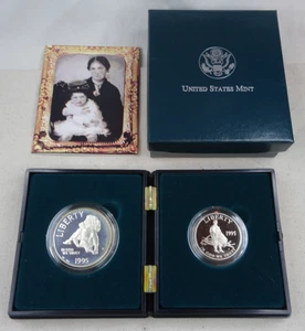 1995-S Civil War Battlefields Proof Silver Dollar & Half 2 Coin Set Book Case - Picture 1 of 6