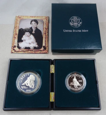 1995-S Civil War Battlefields Proof Silver Dollar & Half 2 Coin Set Book Case - Image 1 of 4