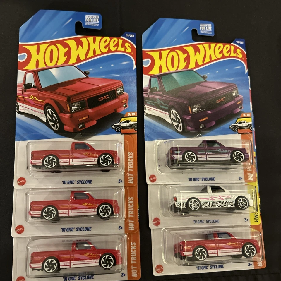 Hotwheels ’91 GMC Syclone  Lot Of 6. Red , Purple,  White - Image 1 of 1