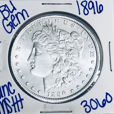1896 BU UNCIRCULATED MORGAN SILVER DOLLAR AUTHENTIC U.S. MINT FREE SHIPPING 3060 - Image 1 of 3