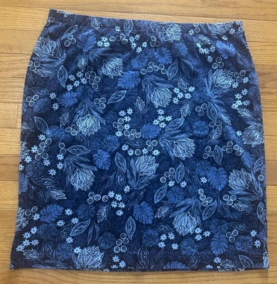 Falda lápiz Jill para mujer talla L azul floral algodón cintura elástica tropical nueva con etiquetas Foto 1 de 4