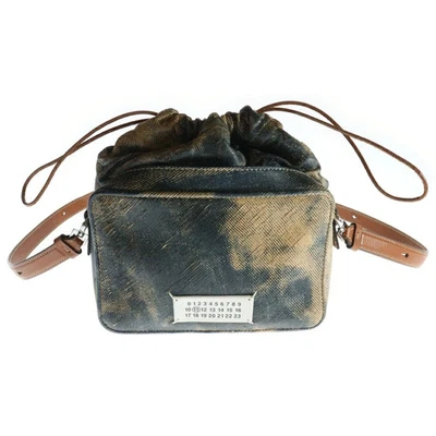 Bolso de Hombro Maison Margiela 11 Denim Estampado Cuero Cordero Cordón Índigo/Marrón Foto 1 de 4