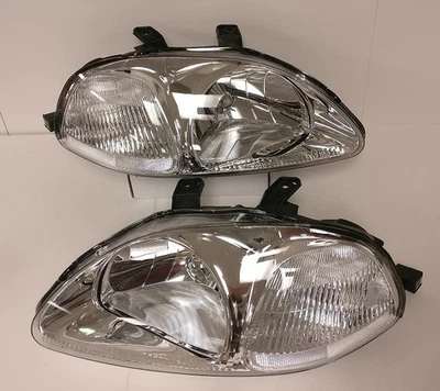 Par de lámparas reflectoras euro lentes transparentes carcasa cromada para 96 97 98 Civic Foto 1 de 3