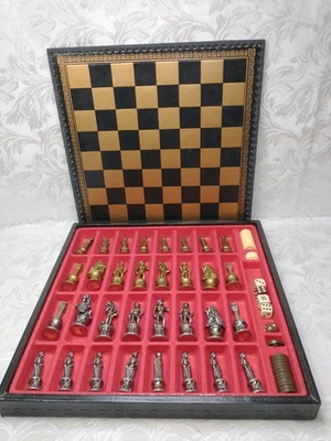 Italfama Florentine Renaissance Metal Chess Men, Checkers, Backgamon Game Set - Image 1 of 4