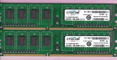 8GB 2x4GB PC3-12800 CRUCIAL CT51264BA160BJ.M8FP DDR3-1600 Desktop Ram Memory Kit - Image 1 of 2