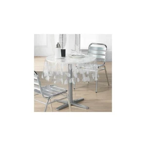 Nappe - Cristal transparent rond - diamètre 140 cm - Feuille blanche - Transpare - Picture 1 of 2