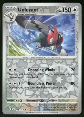 Unfezant 135/162 TEF SV05: Temporal Forces Reverse Holo NM - Image 1 of 2