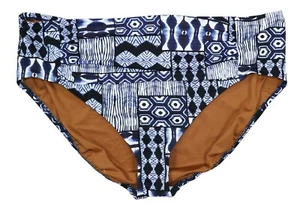 Bleu by Rod Beattie Mixed Print High Waist Plus Size Bikini Bottom 22W NWT Navy - Picture 1 of 1