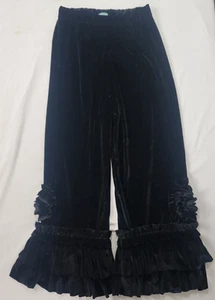 Pixie Girl for Chasing Fireflies Girl's Size 16 Black Velour Long Pants Ruffle - Picture 1 of 10