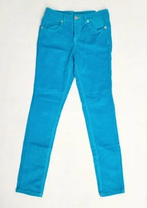 JUSTICE Girls 14 Regular Bright Blue CORDUROY Pants Pockets Zip Stretch Slacks  - Picture 1 of 10
