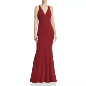 Bariano Maroon V-Neck Sheath Formal Evening Dress Gown Medium NEW NWT - Picture 1 of 3