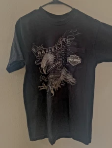 Black Harley Davidson Flint, MI Men's T-Shirt Size Large with front pocket - Picture 1 of 4