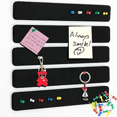5 Pk Felt Pin Bulletin Board Bar Strips Self-Adhesive for Wall W 35 Push Pins - Image 1 of 4