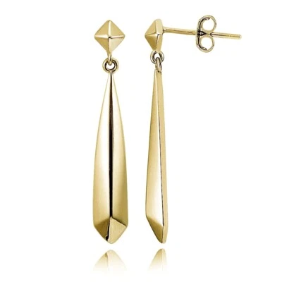 Gold Tone over Sterling Silver Diamond-Shape Polished Drop Dangle Earrings - Image 1 of 4