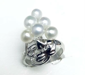 Anillo de plata esterlina 925 PE estilo viñedo cultural cóctel de perlas - Imagen 1 de 4
