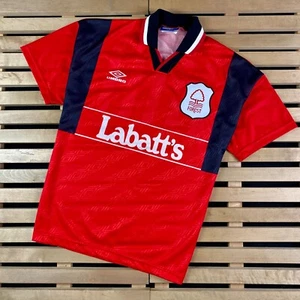 Mens Football T-Shirt Soccer Jersey Umbro Nottingham Forest Vintage 1994-96 Home - Picture 1 of 7