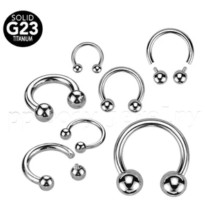 PAIR G23 Titanium Internally Threaded Horseshoe Circular Ear Lip Septum 16G 14G - Picture 1 of 5