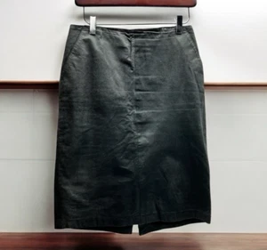 Vintage 80’s Leather Pencil Skirt 100 % Leather Buttery Soft Gray/Black Size 4 - Picture 1 of 9