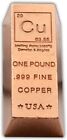 1 lb Copper Ingot .999 Fine Copper 16 oz copper bar Bullion